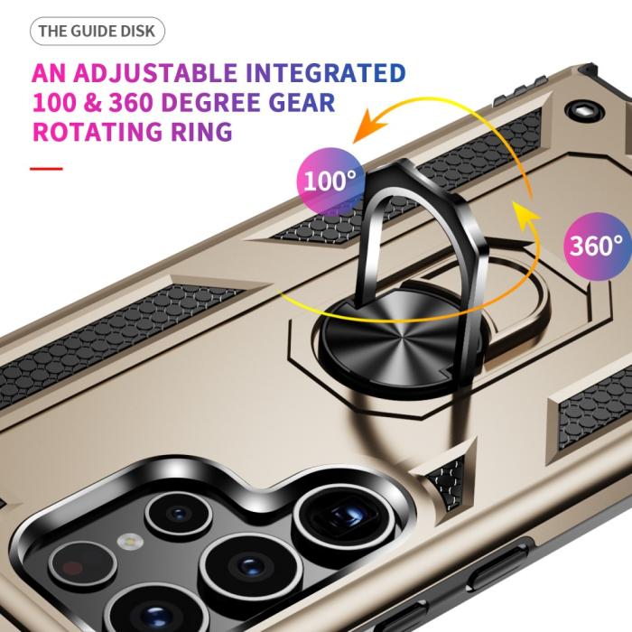 Bild 3,  Samsung Galaxy S24 Ultra Skal Ring Hybrid Armor Guld