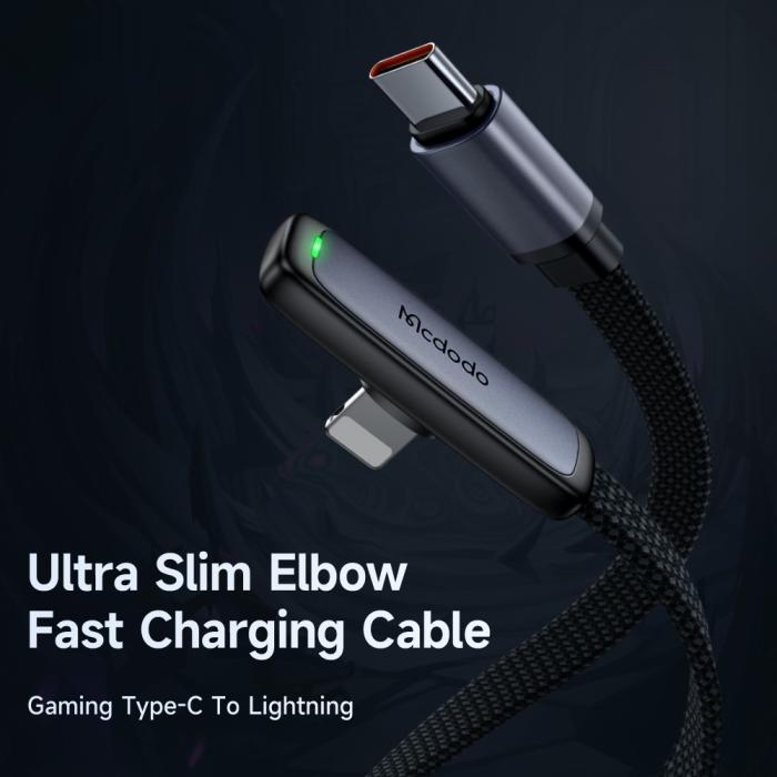 Bild 2, MCDODO Mcdodo 1.8m 36W PD USB-C - Lightning Elbow Kabel Svart