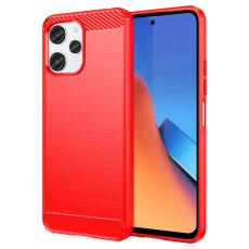  Xiaomi Redmi 12 5G/4G Skal Borstad St&aring;l Textur R&ouml;d