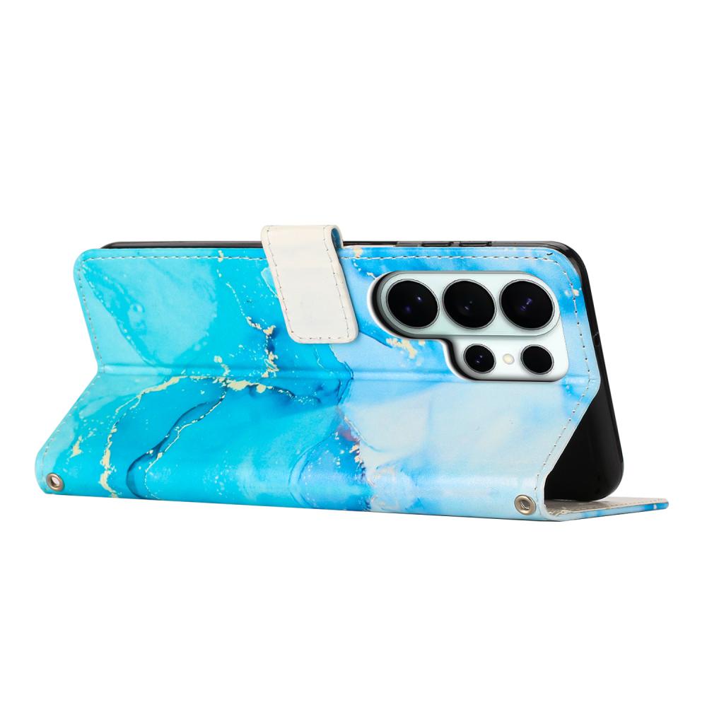  Samsung Galaxy S26 Ultra Fodral Läder Marmor Blå / Grön