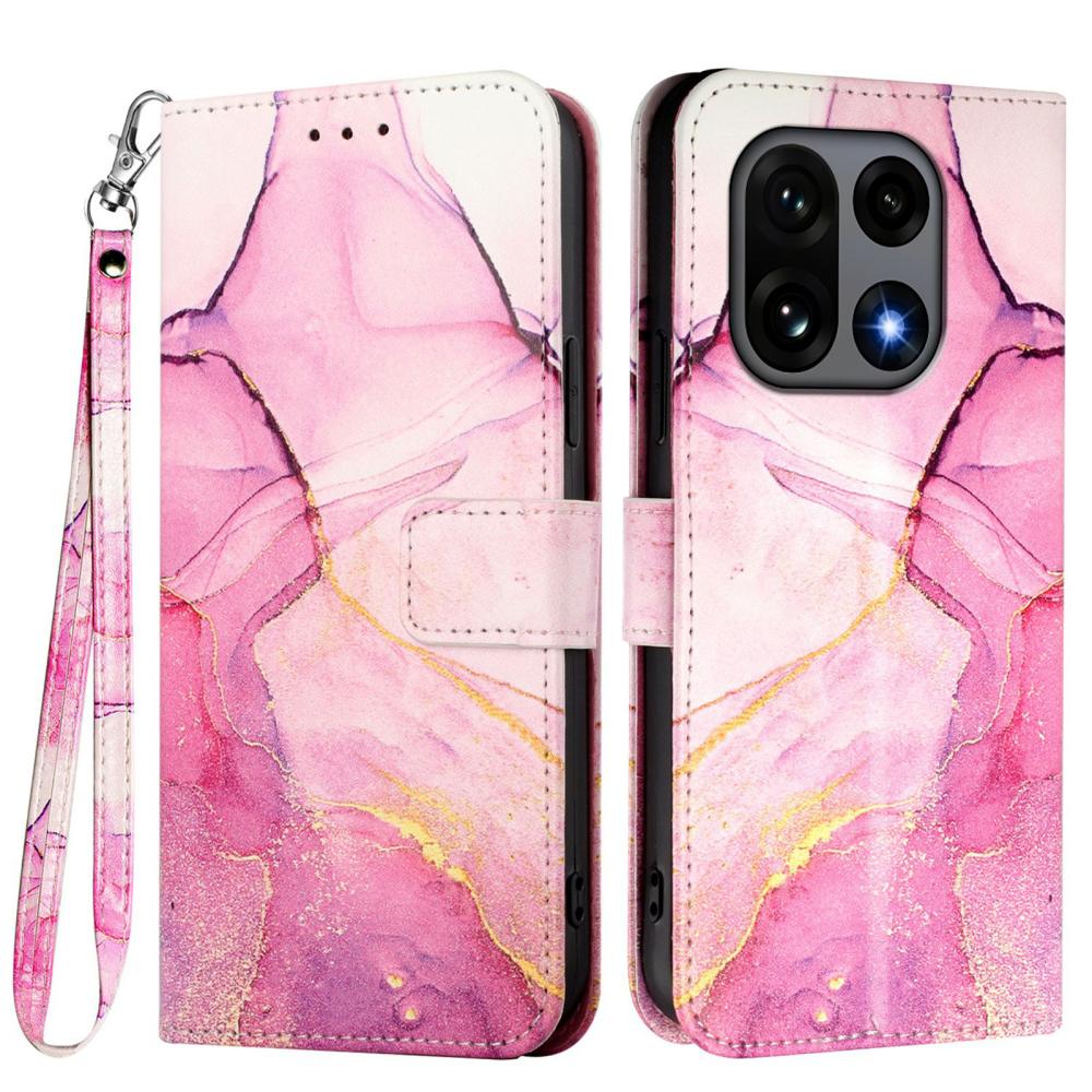  OnePlus 15 Fodral Läder Marmor Rosa