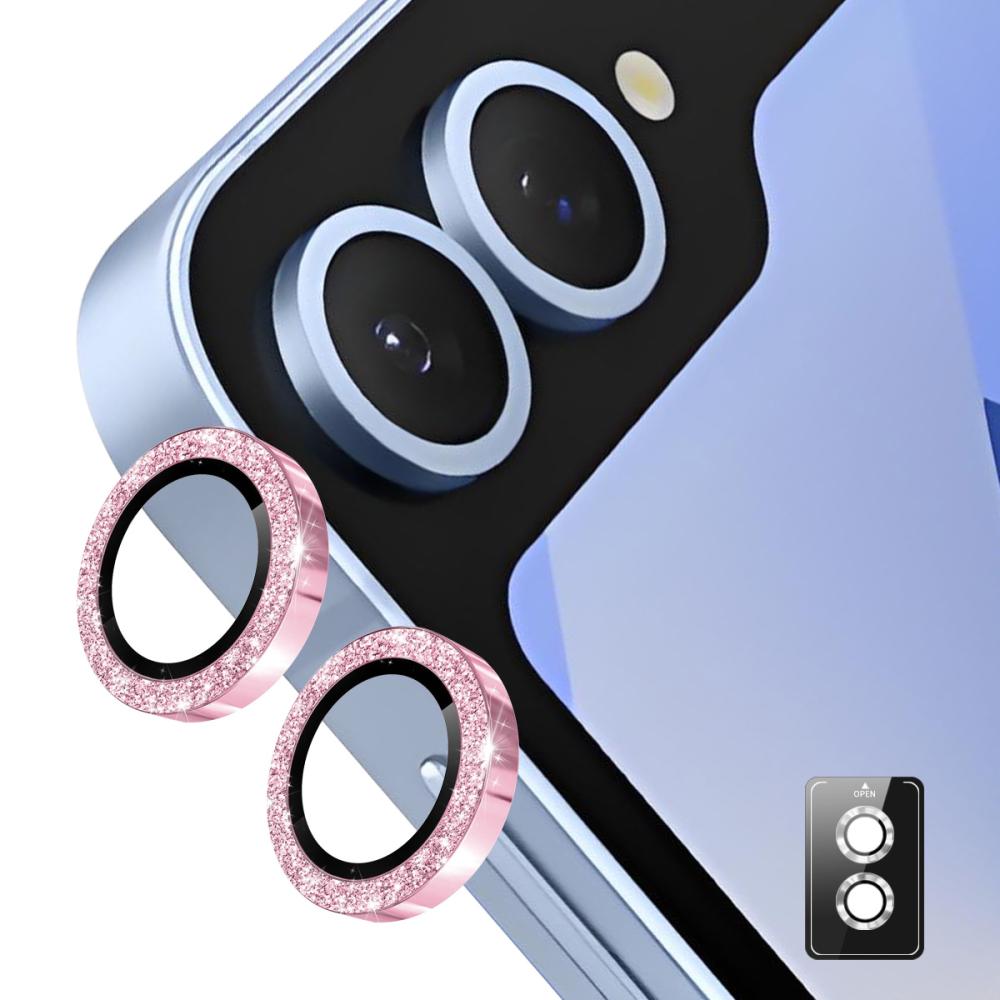 ENKAY ENKAY Samsung Galaxy Z Flip 7 Linsskydd Glitter Rosa