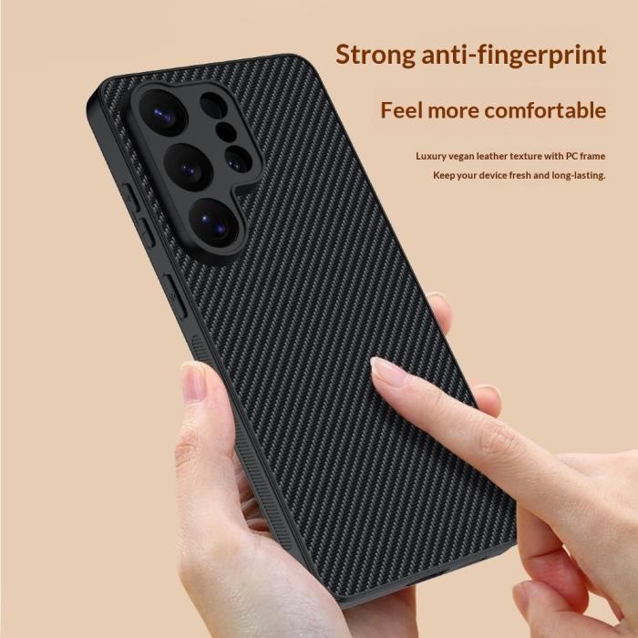 Bild 4,  Samsung Galaxy S26 Ultra Skal Läder Kolfiber Textur Svart