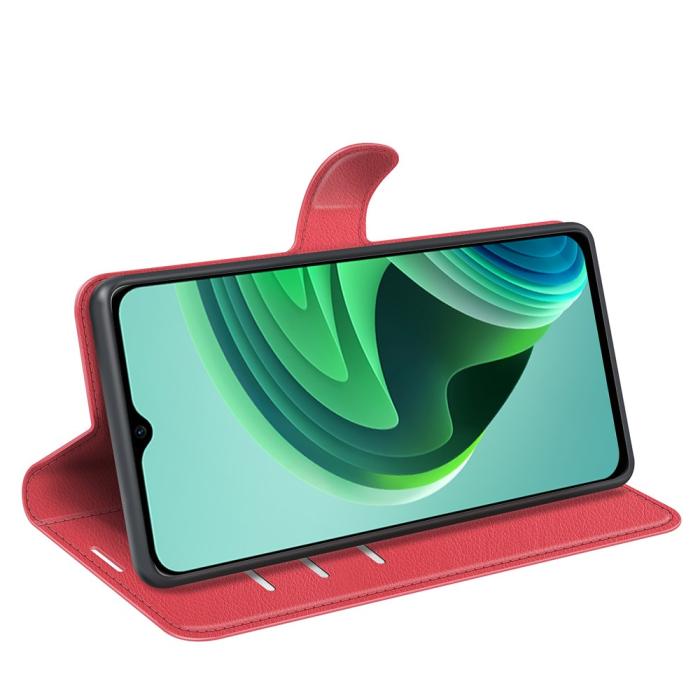 Bild 3,  Xiaomi Redmi 10 5G Fodral Litchi Läder Röd