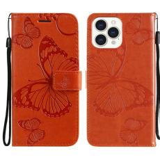  iPhone 13 Pro Max - Butterfly L&auml;der Fodral - Orange