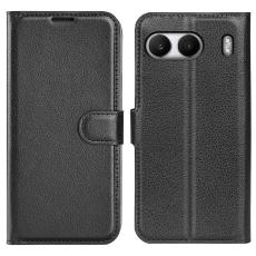  OnePlus Nord 4 Fodral Litchi L&auml;der Svart