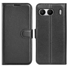  OnePlus Nord 4 Fodral Litchi L&auml;der Svart