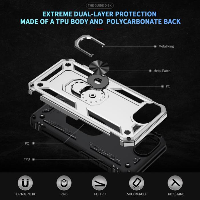Bild 5,  iPhone 17e / 16e Skal Shockproof Hybrid Ring Silver