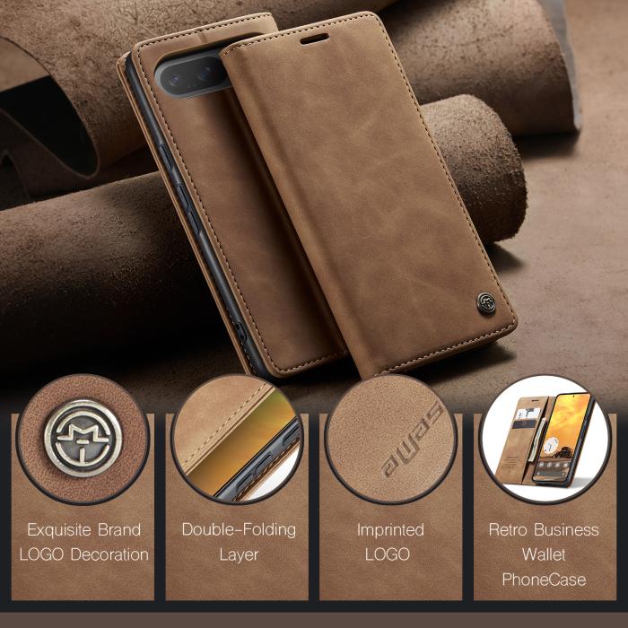 Bild 4, CASEME CASEME Google Pixel 10/10 Pro / 9/9 Pro Fodral Flip Retro Läder