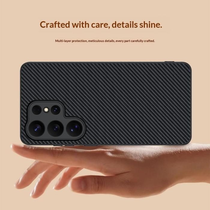 Bild 6,  Samsung Galaxy S26 Ultra Skal Läder Kolfiber Textur Svart