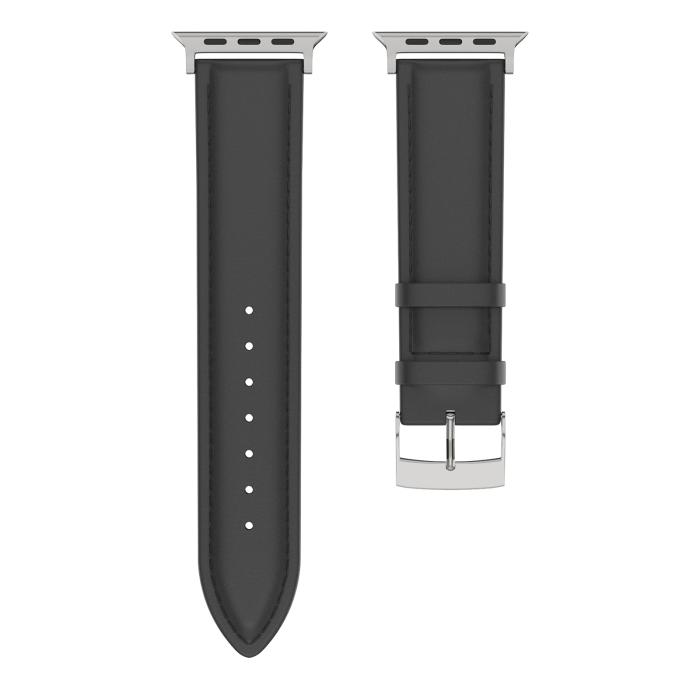 Bild 3, ColorPop Äkta Läder Armband Apple Watch 42/44/45/46/49 mm Svart