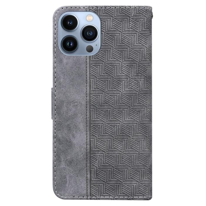 Bild 3,  iPhone 14 Pro Max Fodral Geometrisk Läder Grå