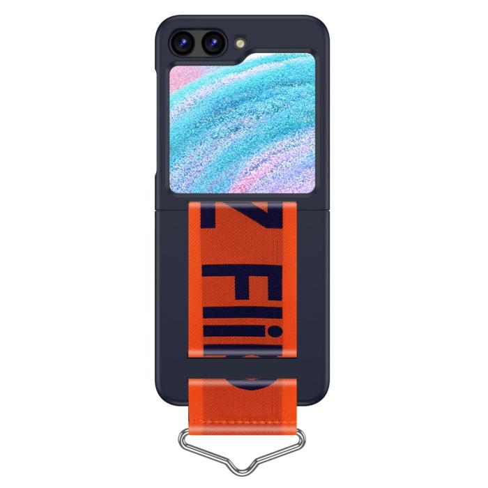Bild 2,  Samsung Galaxy Z Flip 5 Skal Bälte Mörk Blå/Orange