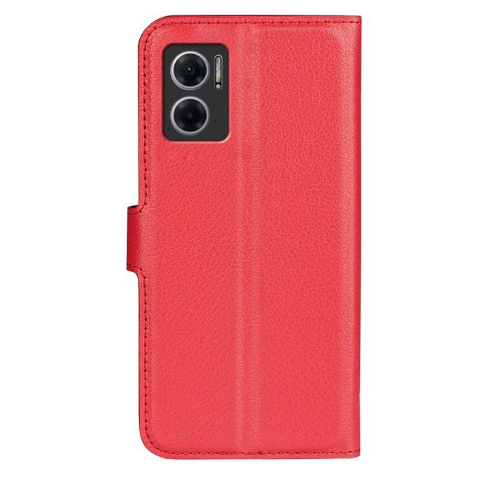 Bild 6,  Xiaomi Redmi 10 5G Fodral Litchi Läder Röd