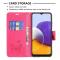  Samsung Galaxy A22 5G - Butterfly Läder Fodral - Rosa