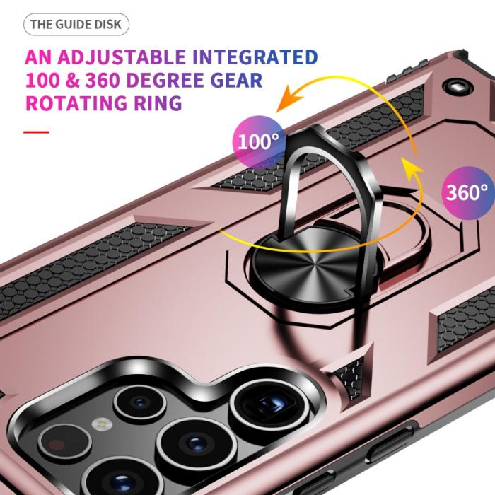 Bild 3,  Samsung Galaxy S24 Ultra Skal Ring Hybrid Armor Roséguld