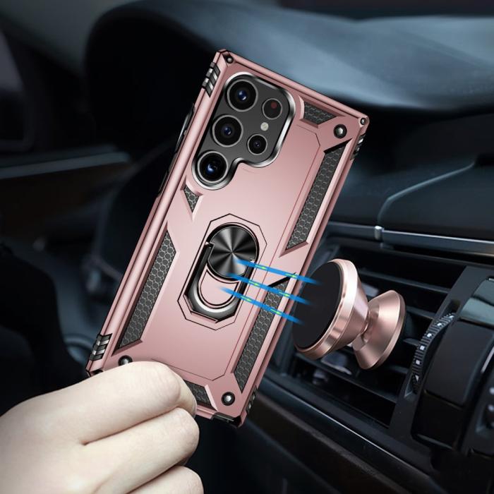 Bild 4,  Samsung Galaxy S24 Ultra Skal Ring Hybrid Armor Roséguld
