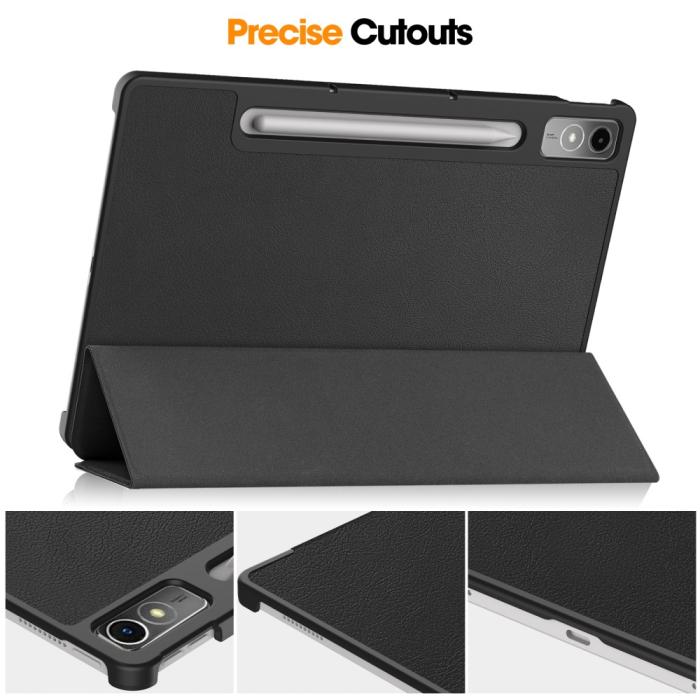Bild 6,  Lenovo Tab P12 Fodral Tri-Fold Läder Svart