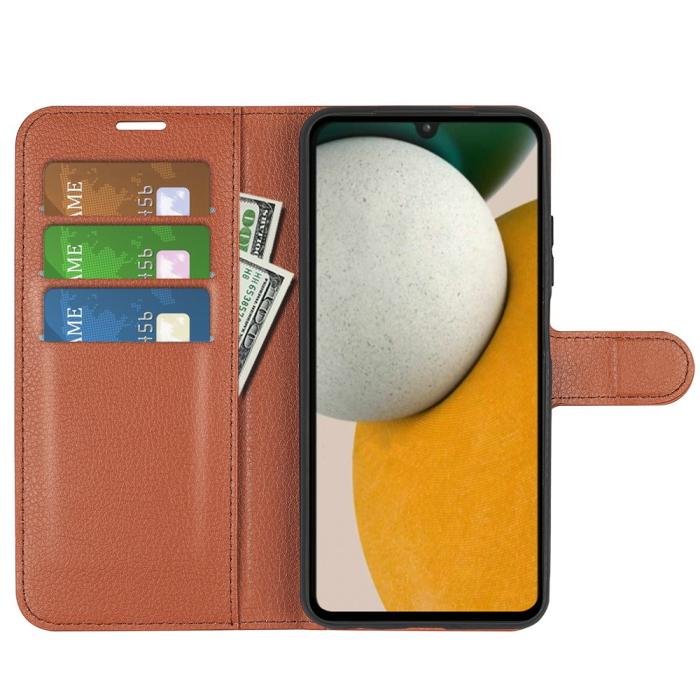 Bild 2,  Samsung Galaxy A15 5G Fodral Litchi Läder Brun