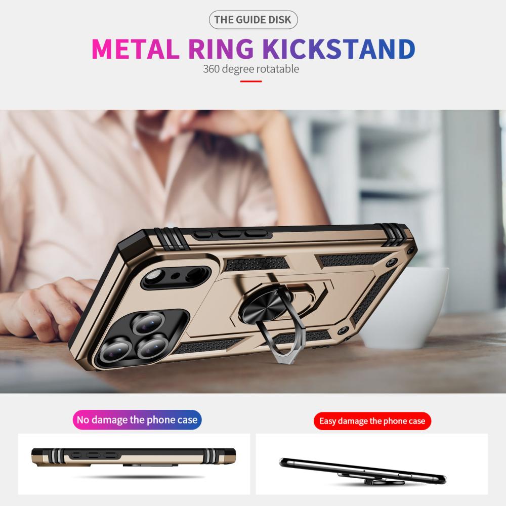  iPhone 17 Pro Skal Shockproof Hybrid Ring Guld