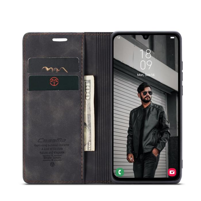 Bild 3, CASEME CASEME Samsung Galaxy A16 Fodral Flip Retro Läder Svart