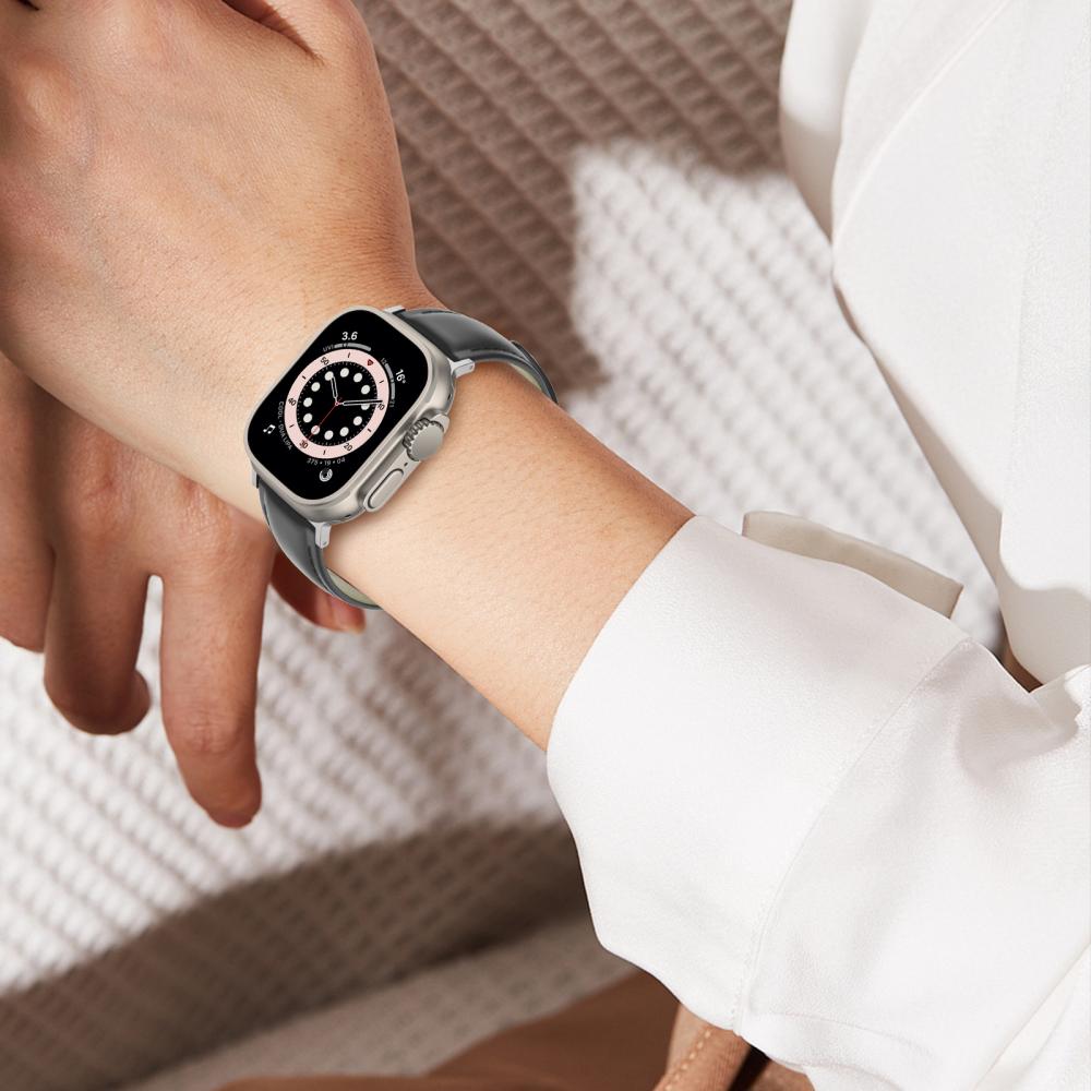 ColorPop Äkta Läder Armband Apple Watch 42/44/45/46/49 mm Svart