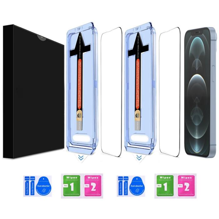 Bild 2,  iPhone 12 Pro Max 2-PACK Skärmskydd Heltäckande Härdat Glas