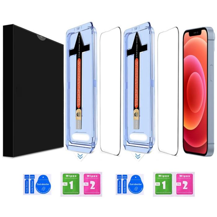 Bild 2,  iPhone 12/12 Pro 2-PACK Skärmskydd Heltäckande Härdat Glas