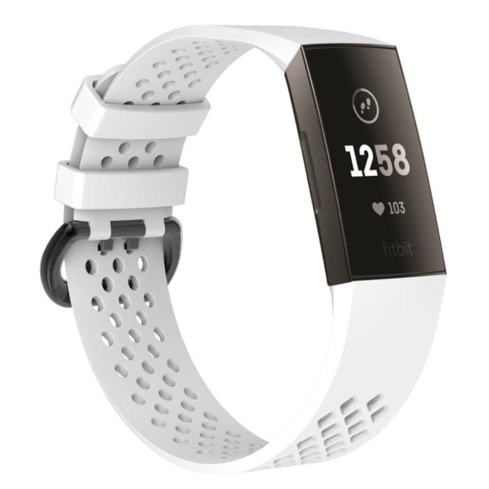 Bild 2,  Ihåligt Silikon Armband Fitbit Charge 4/3 (L) Vit