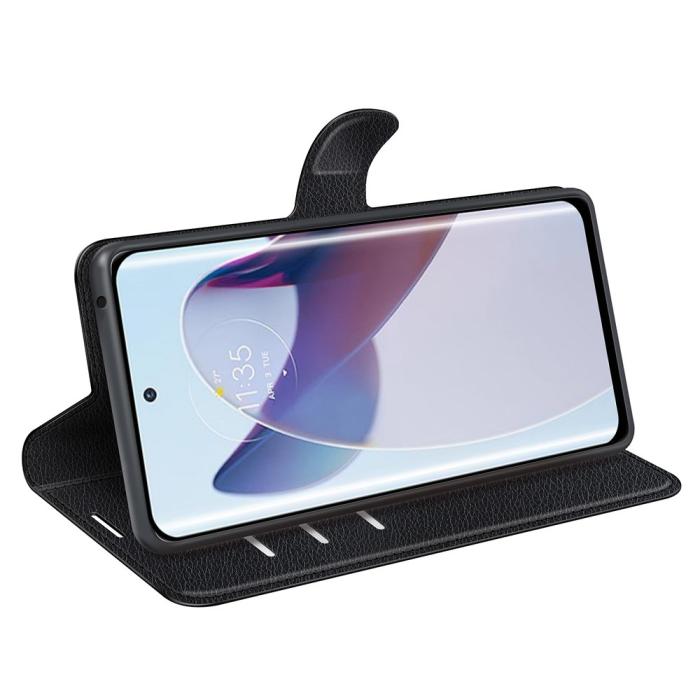 Bild 3,  Motorola Edge 30 Ultra 5G Fodral Litchi Läder Svart