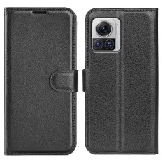  Motorola Edge 30 Ultra 5G Fodral Litchi L&auml;der Svart