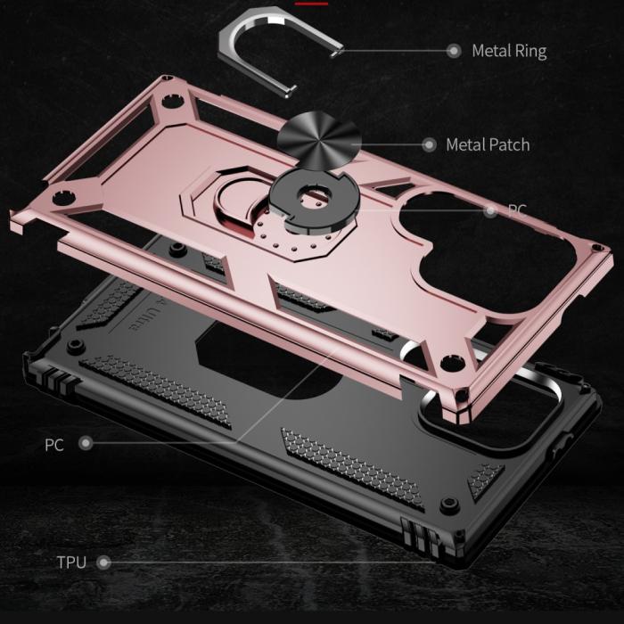 Bild 6,  Samsung Galaxy S24 Ultra Skal Ring Hybrid Armor Roséguld