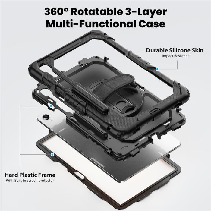 Bild 3,  Galaxy Tab S11 Skal 360 Shockproof Hybrid Kickstand Svart