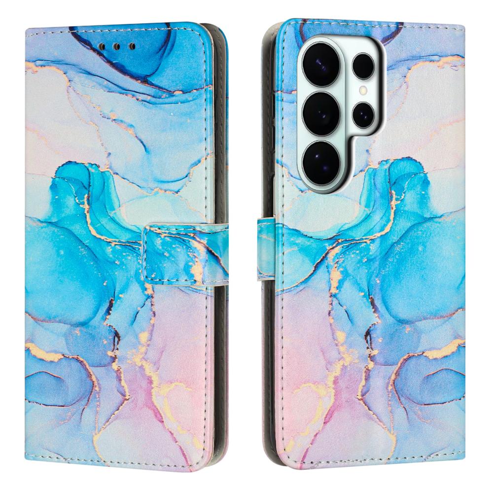  Samsung Galaxy S26 Ultra Fodral Läder Marmor Rosa / Grön