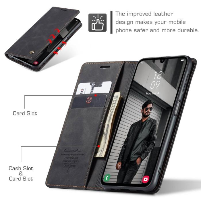 Bild 5, CASEME CASEME Samsung Galaxy A16 Fodral Flip Retro Läder Svart
