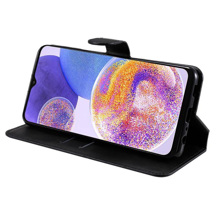 Bild 3,  Samsung Galaxy A23 5G Fodral Klassiskt Läder Svart