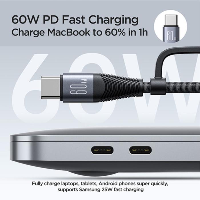 Bild 3, JOYROOM Joyroom 1.2 m 4in1 USB-C/USB-A - USB-C / Lightning Svart