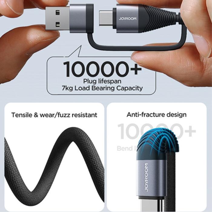 Bild 6, JOYROOM Joyroom 1.2 m 4in1 USB-C/USB-A - USB-C / Lightning Svart