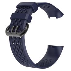  Ih&aring;ligt Silikon Armband Fitbit Charge 4/3 (L) M&ouml;rk Bl&aring;
