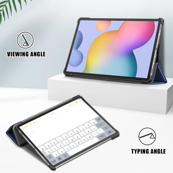 Bild 2,  Galaxy Tab S7 FE/S7 Plus/S8 Plus Tri-Fold Läder Fodral Blå