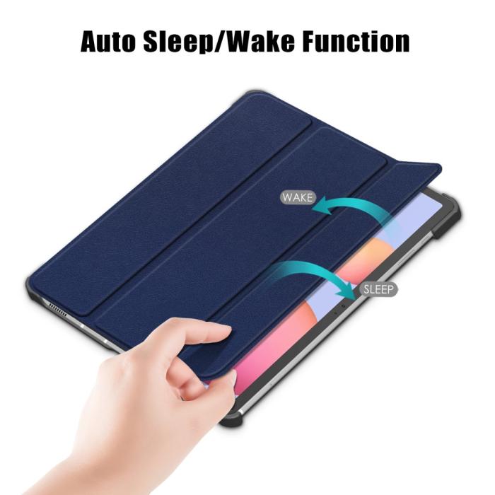 Bild 3,  Galaxy Tab S7 FE/S7 Plus/S8 Plus Tri-Fold Läder Fodral Blå