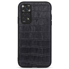  Xiaomi Redmi Note 11 4G Skal &Auml;kta L&auml;der Krokodil Textur Svart