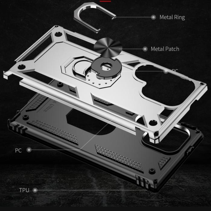 Bild 6,  Samsung Galaxy S24 Ultra Skal Ring Hybrid Armor Silver