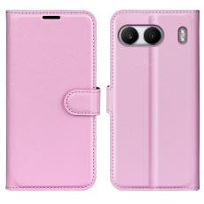  OnePlus Nord 4 Fodral Litchi L&auml;der Ljus Rosa