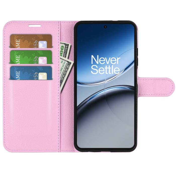 Bild 2,  OnePlus Nord 4 Fodral Litchi Läder Ljus Rosa