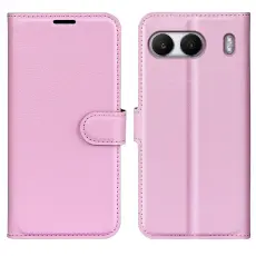  OnePlus Nord 4 Fodral Litchi L&auml;der Ljus Rosa