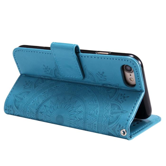 Bild 4,  iPhone 17e / 16e Fodral Mandala Läder Blå