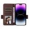  iPhone 15 Plus Fodral Litchi Textur Med Snodd Brun