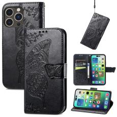  iPhone 15 Pro Max Fodral L&auml;der Fj&auml;ril Tryck Svart