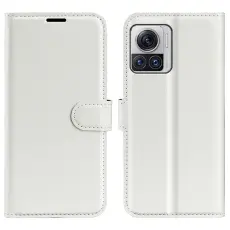  Motorola Edge 30 Ultra 5G Fodral Litchi L&auml;der Vit